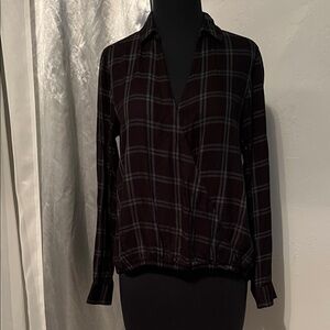 Madewell Plaid Button Down Shirt - Black and Dark Red